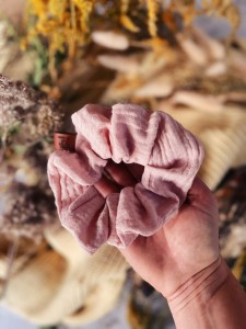 Scrunchie Muślin Pudrowy Róż