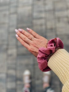 Scrunchie Muślin Brudny Róż 